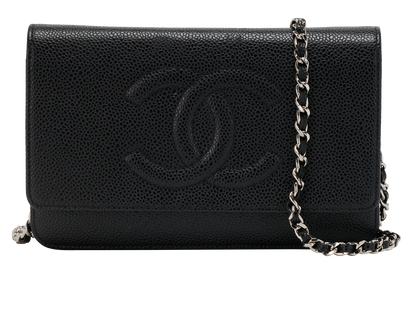 CC Timeless Wallet On Chain, &pound;1,600, Handbags, Black, Caviar Leather, Front view